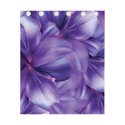 Purple Lily Flower Print Curtain