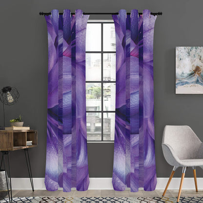 Purple Lily Flower Print Curtain