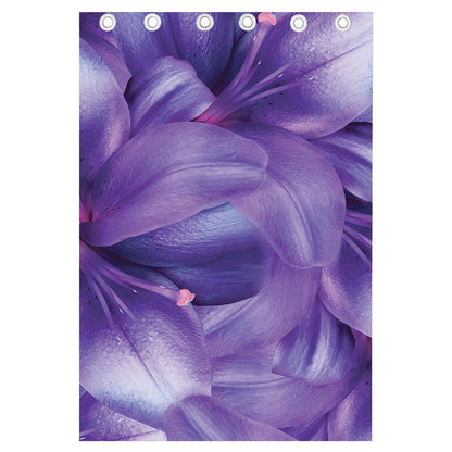 Purple Lily Flower Print Curtain
