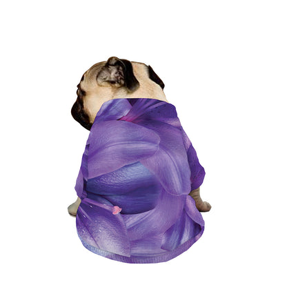Purple Lily Flower Print Dog Zip Up Jacket