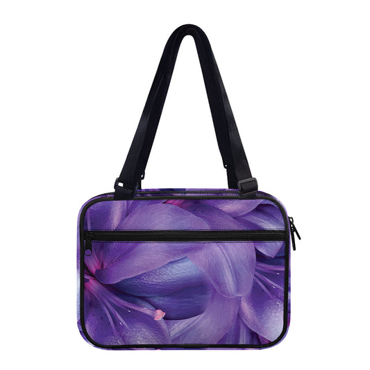 Purple Lily Flower Print Double Strap Bible Bag
