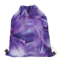 Purple Lily Flower Print Drawstring Bag