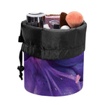 Purple Lily Flower Print Drawstring Makeup Bag