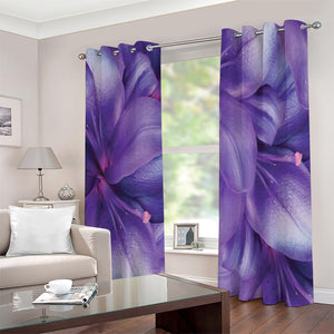 Purple Lily Flower Print Extra Wide Grommet Curtains