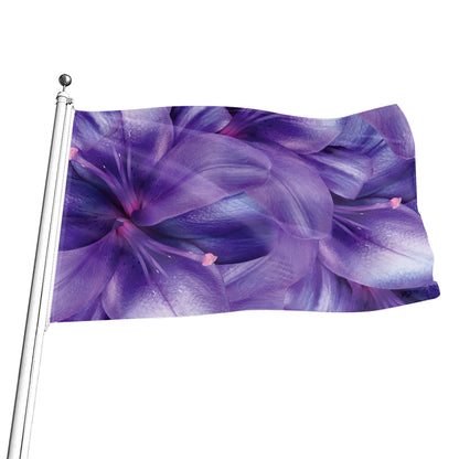 Purple Lily Flower Print Flag