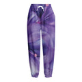 Purple Lily Flower Print Fleece Lined Knit Pants