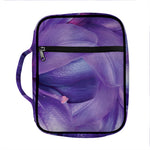 Purple Lily Flower Print Front Pocket Bible Bag