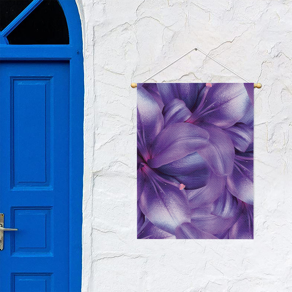 Purple Lily Flower Print Garden Flag