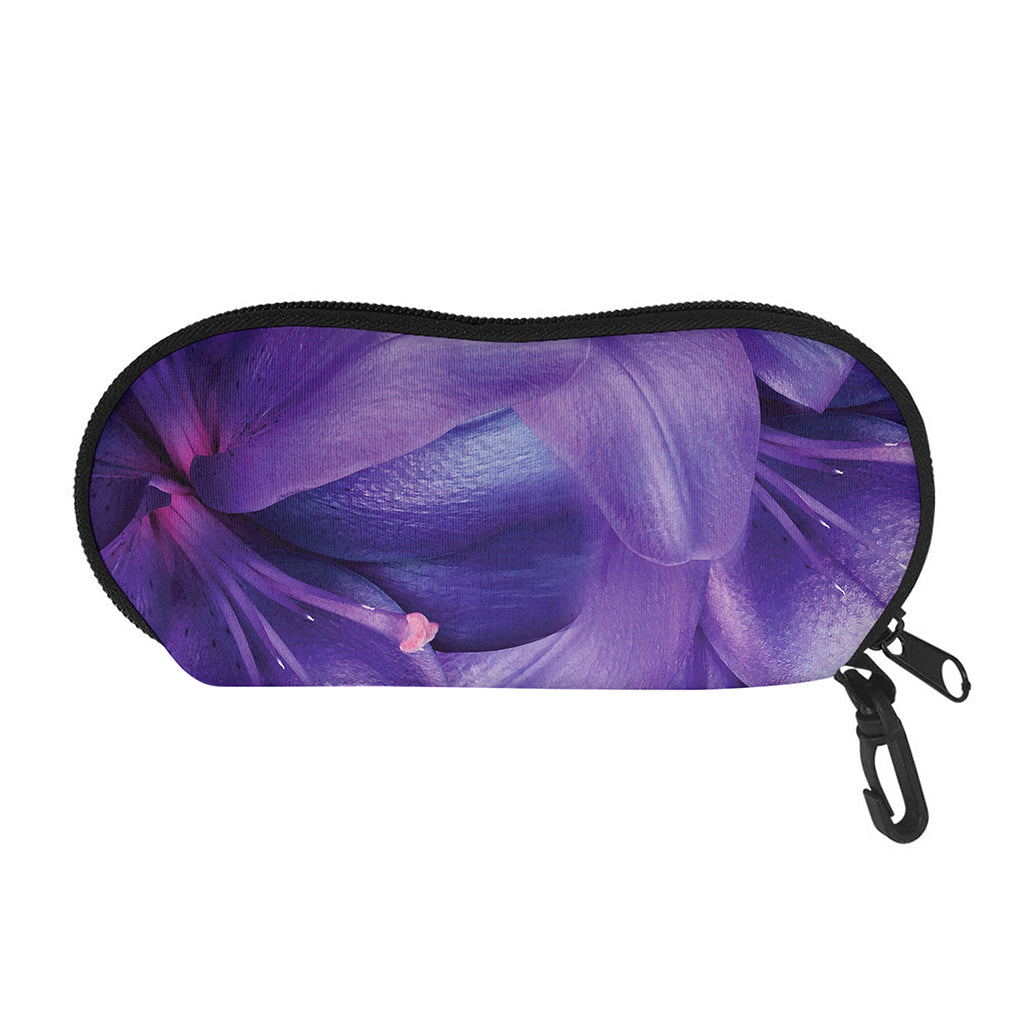 Purple Lily Flower Print Glasses Case