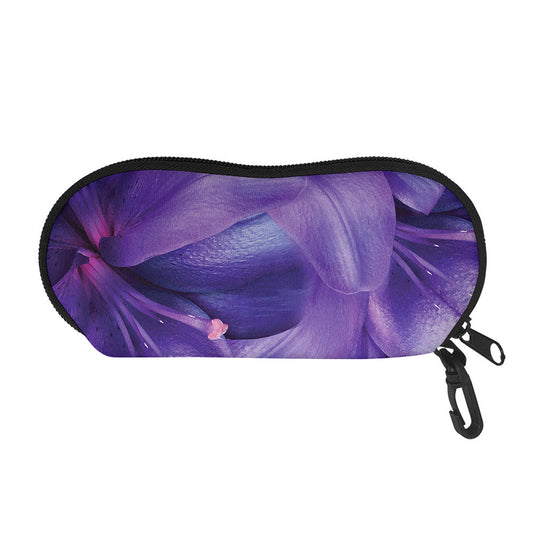 Purple Lily Flower Print Glasses Case