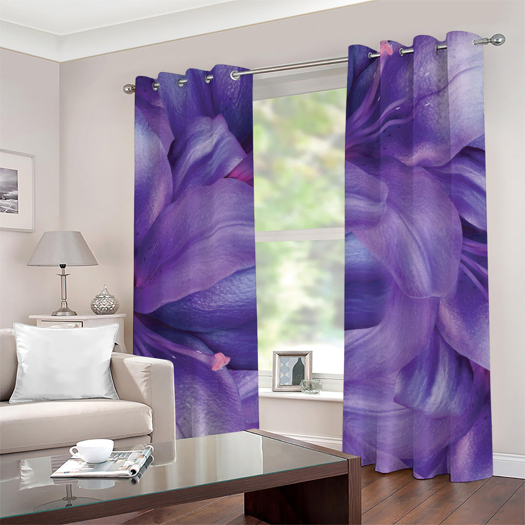 Purple Lily Flower Print Grommet Curtains