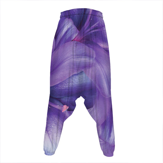 Purple Lily Flower Print Hammer Pants