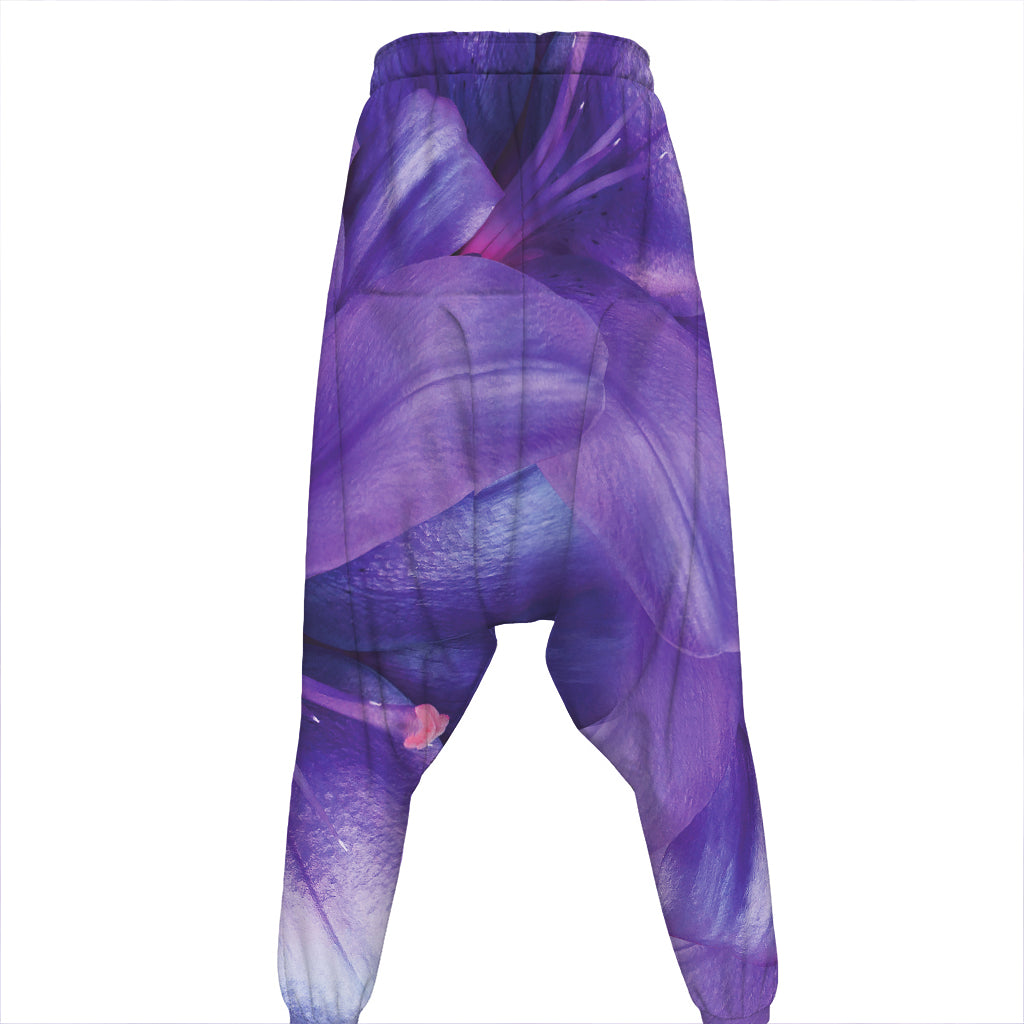 Purple Lily Flower Print Hammer Pants