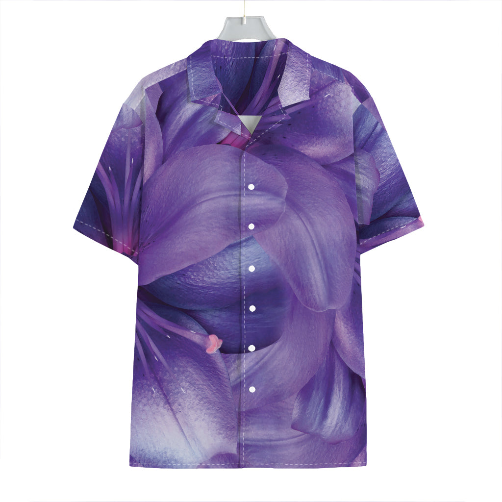Purple Lily Flower Print Hawaiian Shirt