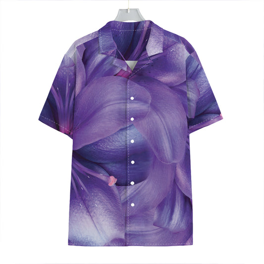 Purple Lily Flower Print Hawaiian Shirt