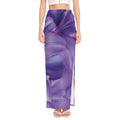 Purple Lily Flower Print High Slit Maxi Skirt