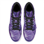 Purple Lily Flower Print High Top Leather Sneakers