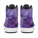 Purple Lily Flower Print High Top Leather Sneakers