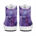 Purple Lily Flower Print High Top Leather Sneakers
