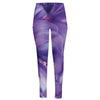 Purple Lily Flower Print High-Waisted Pocket Leggings