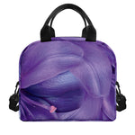 Purple Lily Flower Print Insulated Lunch Bag