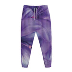 Purple Lily Flower Print Jogger Pants