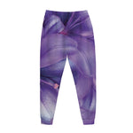 Purple Lily Flower Print Jogger Pants