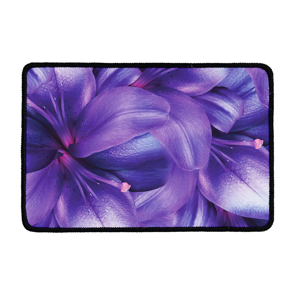 Purple Lily Flower Print Kitchen Mat