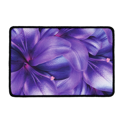 Purple Lily Flower Print Kitchen Mat