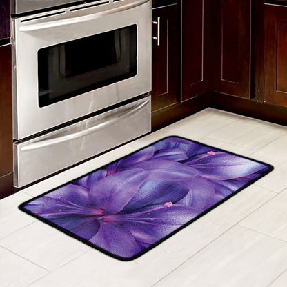 Purple Lily Flower Print Kitchen Mat