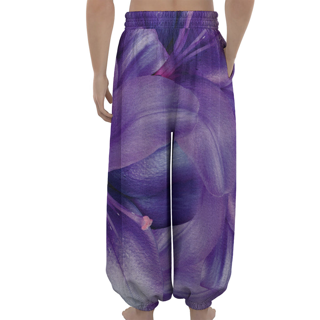 Purple Lily Flower Print Lantern Pants