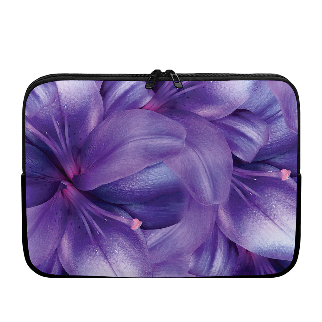 Purple Lily Flower Print Laptop Sleeve