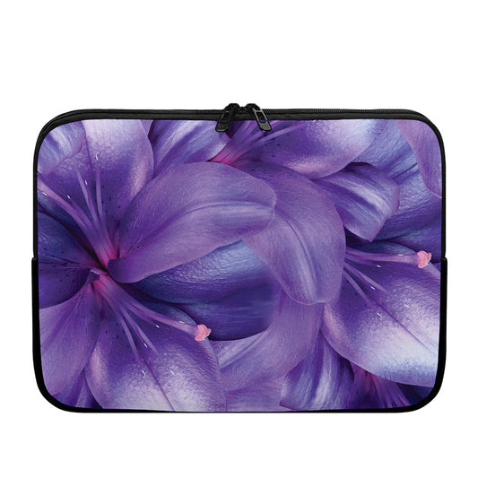 Purple Lily Flower Print Laptop Sleeve