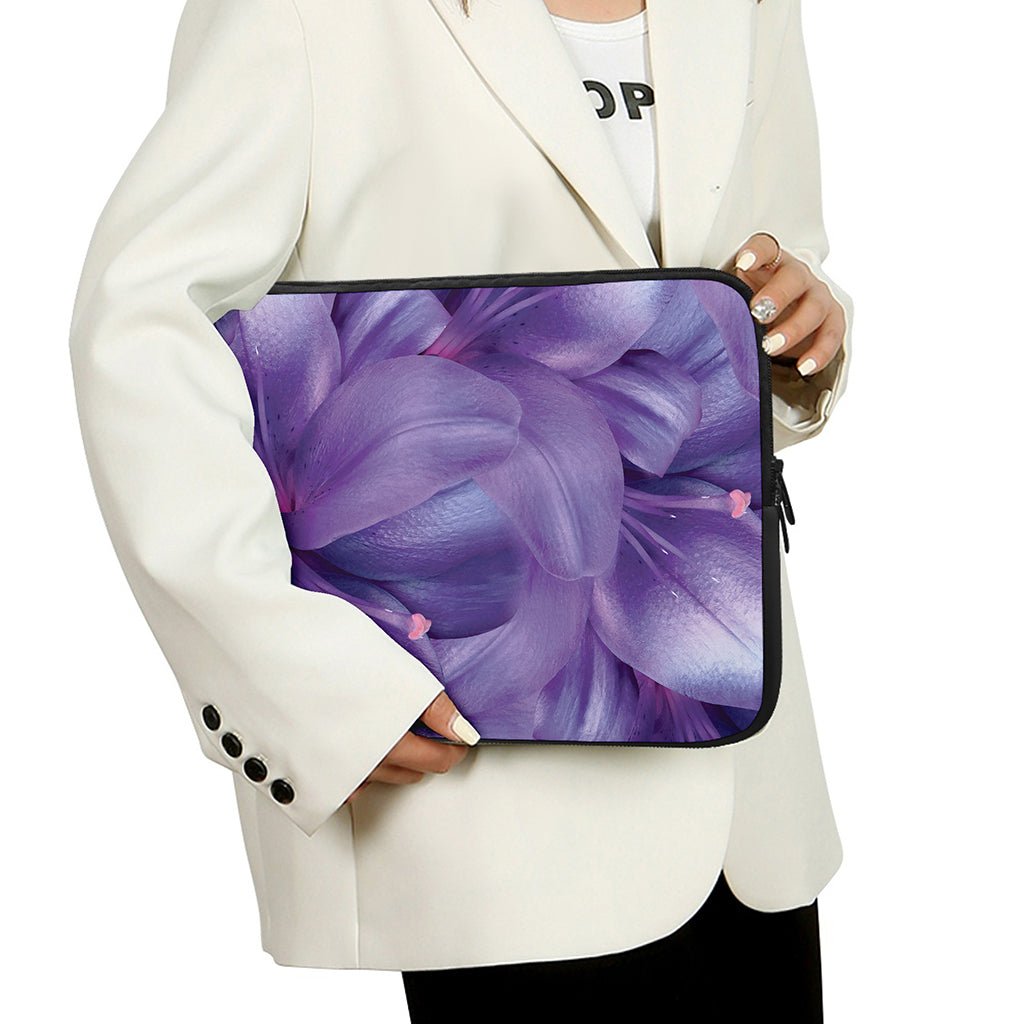 Purple Lily Flower Print Laptop Sleeve