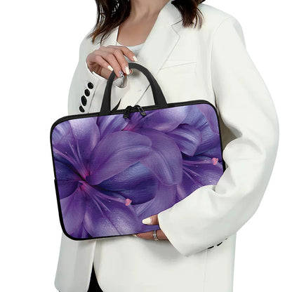 Purple Lily Flower Print Laptop Sleeve With Handle