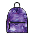 Purple Lily Flower Print Leather Backpack
