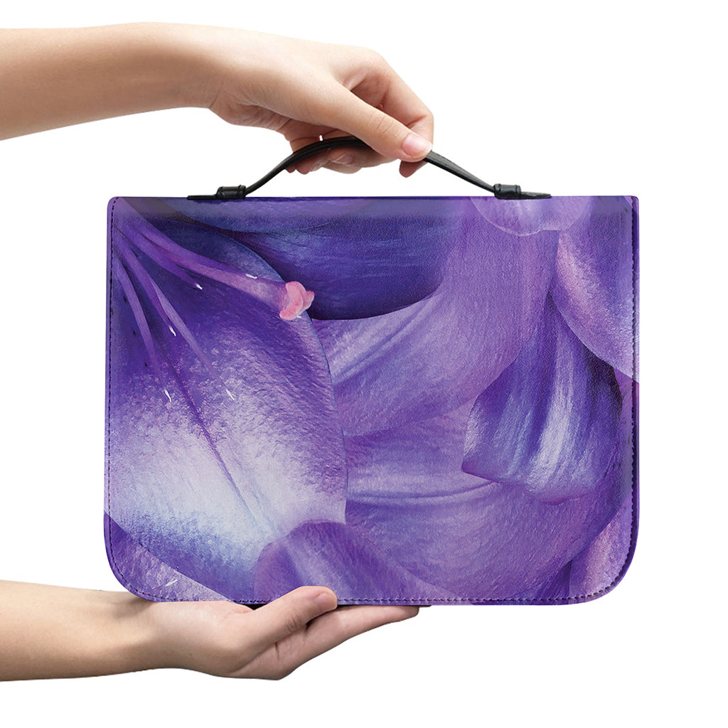 Purple Lily Flower Print Leather Bible Cover