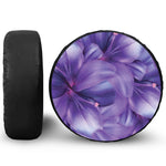 Purple Lily Flower Print Leather Spare Tire Cover