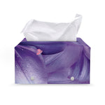 Purple Lily Flower Print Leather Tissue Box Cover