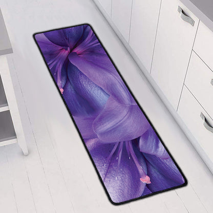 Purple Lily Flower Print Long Kitchen Mat