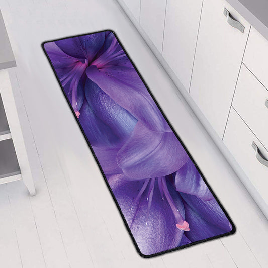 Purple Lily Flower Print Long Kitchen Mat