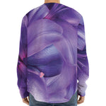 Purple Lily Flower Print Long Sleeve Baseball Jersey