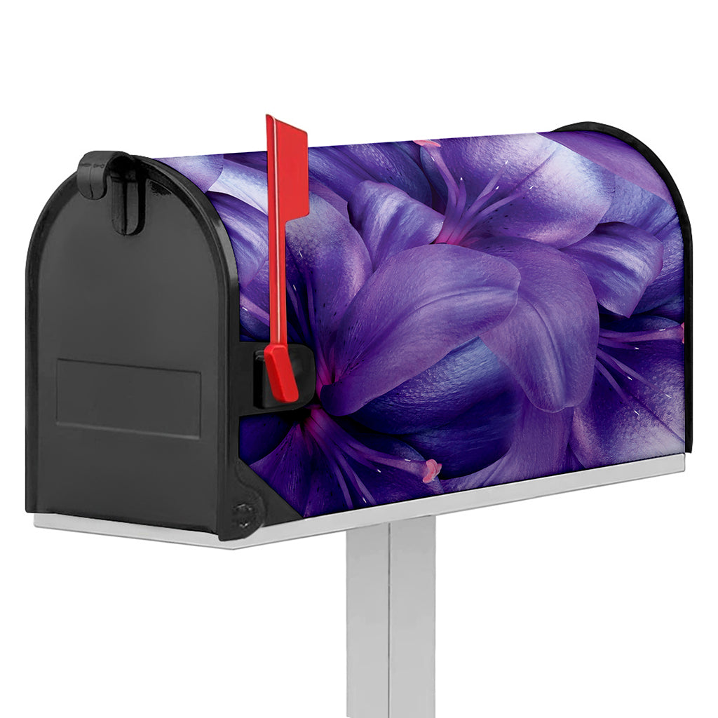 Purple Lily Flower Print Mailbox Cover