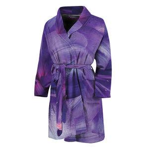 Purple Lily Flower Print Men's Bathrobe