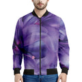 Purple Lily Flower Print Men's Bomber Jacket