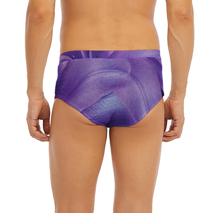 Purple Lily Flower Print Men's Briefs