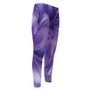 Purple Lily Flower Print Men's Compression Pants
