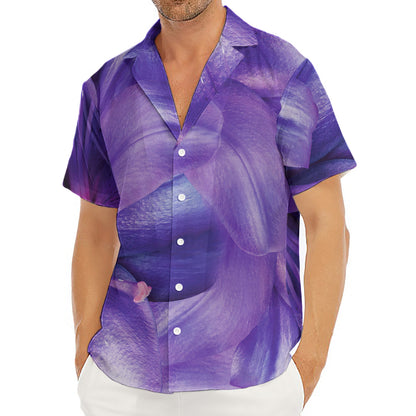 Purple Lily Flower Print Men's Deep V-Neck Shirt
