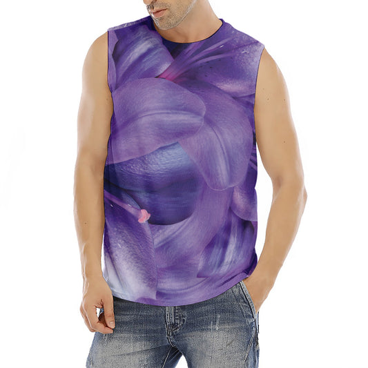 Purple Lily Flower Print Men's Fitness Tank Top