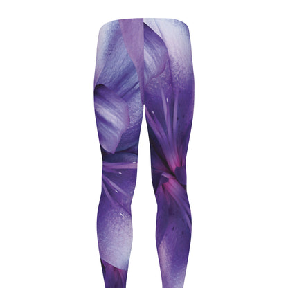 Purple Lily Flower Print Men's leggings